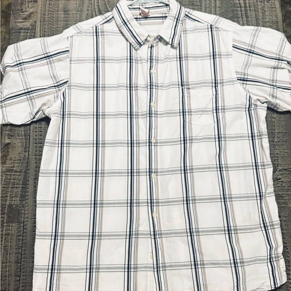 Open Trails Classic White and Navy Checkered Print Men's Shirt - Picture 1 of 8